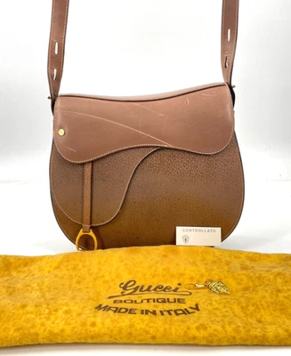 Auth GUCCI Vintage Brown Leather Ladies Shoulder Bag Made in Italy RG054 - Image 1 of 4