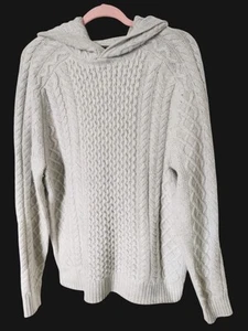 Vineyard Vines Women's Small Sweater With Hood Chunky Knit Cream Fisherman - Picture 1 of 6
