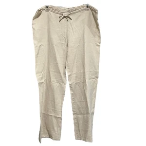 Y2K Mossimo Damen Leinen Hose weites Bein Medium beige Lagenlook Beachy Relaxed - Bild 1 von 5