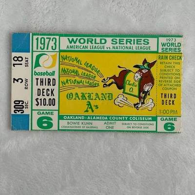 1973 World Series New York Mets Oakland A's Game 6 Ticket Stub Rollie Fingers SV - Image 1 of 3