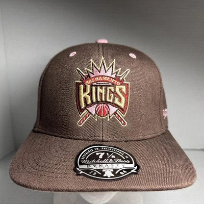 Sacramento Kings Mitchell & Ness 25th Anniversary Fitted Hat Cap 7 1/8” Brown - Image 1 of 4