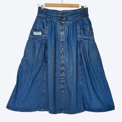 Saia midi jeans vintage anos 70 anos 80 32 faroeste cowgirl boho festival hippie - Imagem 1 de 4