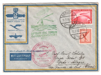 GERMANY Cover GRAF ZEPPELIN Air *6.SÜDAMERIKAFAHRT* 1932 Brazil LIGHTHOUSE KZ286 - Image 1 of 4