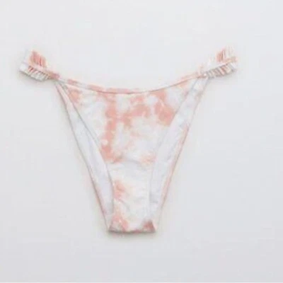 NWT aerie large tie dye white pink ruffle bikini bottom cheekiest swim - Image 1 of 4