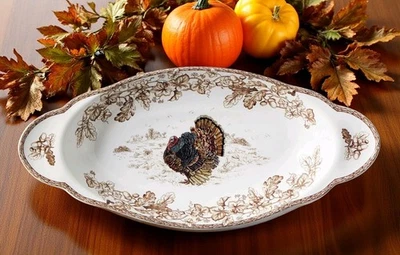 Williams Sonoma Plymouth Turkey Serving Platter W/Handles 15 1/2" NIB Holiday - Image 1 of 4