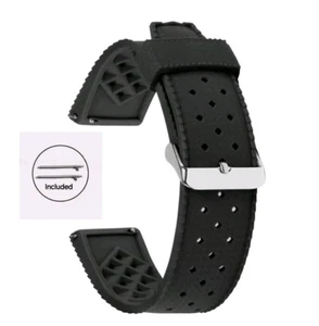 Correa de reloj tropical de goma FKM negra 20 mm barras de resorte de liberación rápida - Imagen 1 de 10