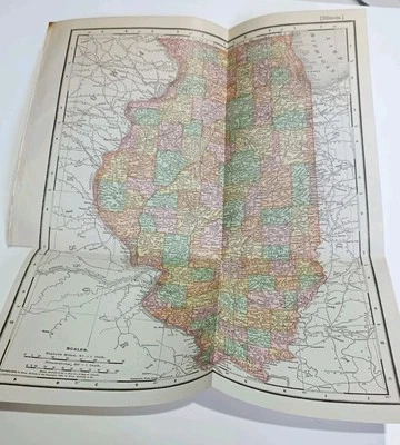 1903 Illinois Antique Map – Counties Railroads Chicago Mississippi River - Image 1 of 4