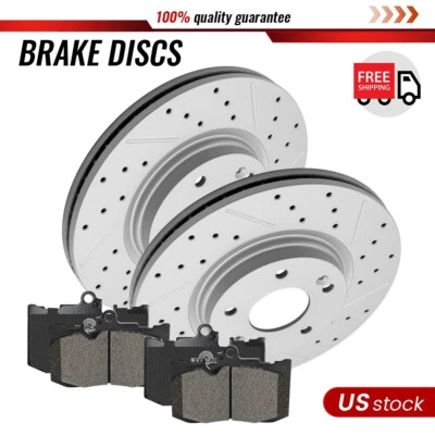 Rotor de disco perforado delantero + pastillas de freno de cerámica para Lexus IS300 IS350 GS350 RC350 Foto 1 de 4