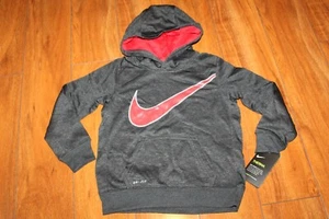 NWT BOYS NIKE SZ 4 GRAY RED HOODIE - Picture 1 of 3