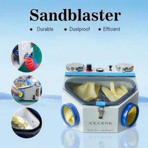 Lámpara fluorescente chorro de arena de doble pluma pulidora de chorro de arena + dos tanques de metal azul - Imagen 1 de 24