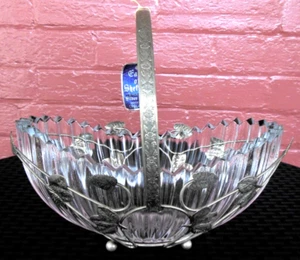 Eales of Sheffield Made in England Silver Plate Basket with Glass Bowl Insert - Picture 1 of 12