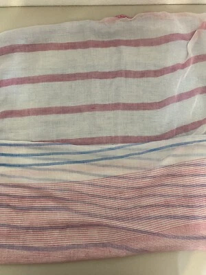 pick your plum cowl scarf Woven Stripe Blue White Pink - Image 1 of 4