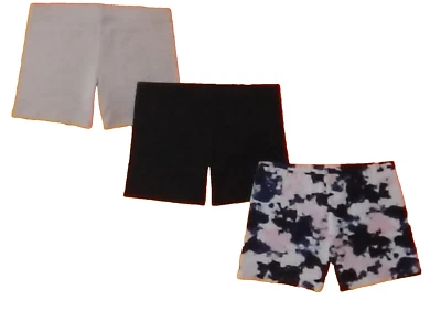 Member's Mark Girl's 3-Pack Bike Cartwheel  Shorts Blue Tie Dye/Silver/Blue 7/8 - Image 1 of 4