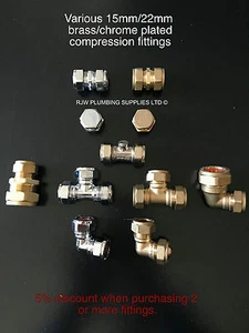 BRASS COMPRESSION ELBOW, TEE, COUPLING , STOP END, PLUMBING FITTINGS,JOB LOT - Picture 1 of 12