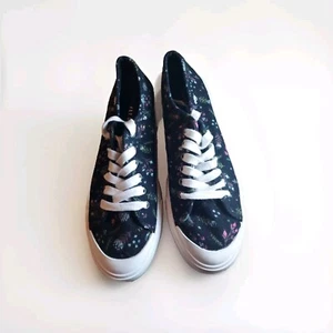 Rocket Dog Women’s Plush Foam Black Flowered Canvas Size 10 Flats Shoes - Picture 1 of 5