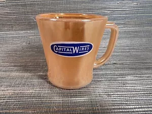 Vintage Capital Wires Werbung Fire King Glanz Ware Kaffeebecher Pfirsich D-Griff - Bild 1 von 4