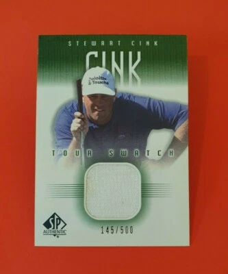 Golf STEWART CINK 2001 SP Authentic Upper Deck Tour Swatch Shirt Card 145/500 - Image 1 of 2