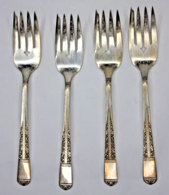 4 tenedores de ensalada Oneida Community Tudor Plate 1937 patrón Oakleigh Royal York Foto 1 de 4