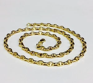 14k Yellow Gold 22" Mens Anchor Mariner Chain Necklace 4MM 8.5 grams - Picture 1 of 20
