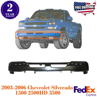 Черный стальной загрунтованный передний бампер для Chevrolet Silverado 2003-2006 годов выпуска - Изображение 1 из 4