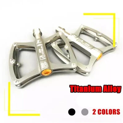 Ultralight 9/16" Titanium Bicycle Pedals Mtb Bearing Road Bike Flat Pedals - Image 1 of 4
