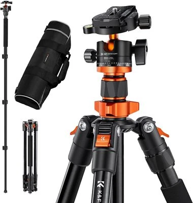 K&F Concept 62 inch DSLR Camera Tripod Compact Detachable Monopod Tripod w/ Head - Image 1 of 4