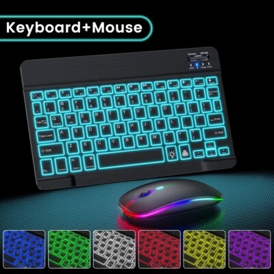 Bluetooth Backlit Keyboard Mouse For Samsung Galaxy Tab A7 A8 S6 Lite S8 Tablet - Image 1 of 4