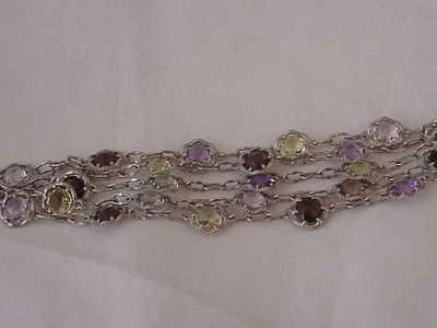 PULSEIRA DE QUARTZO TACORI 18K E PRATA ESTERLINA 5 FIOS AMETISTA-CITRINO-FUMAÇADO - Imagem 1 de 4