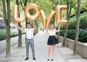 Love Letter - 40 Inch/100cm Foil Wedding Balloons Gold Letters - UK SELLER - Picture 1 of 4