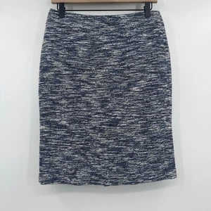 Ann Taylor Skirt Women 6 Blue Tweed Office Career Pencil Academia Preppy Lined - Picture 1 of 11
