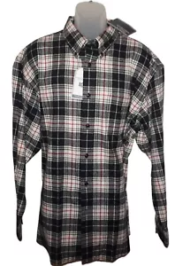 Camicia Roundtree Yorke manica lunga in flanella ALTA LT nera a quadri nuova con etichetta - Foto 1 di 9