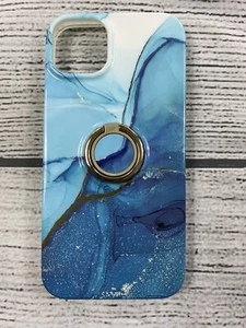 "Funda de teléfono Gviewin iPhone Pro Max 6,7"" con soporte de anillo azul/blanco mármol - NUEVA" - Imagen 1 de 6