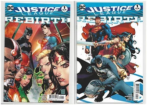 DC UNIVERSE JUSTICE LEAGUE REBIRTH #1 JUEGO VARIANTE REG & MADUREIRA 1a IMPRESIÓN CASI NUEVO - Imagen 1 de 3