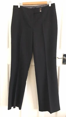 M & Co Women's Straight Legs Trousers Size 14 Black - Image 1 of 4