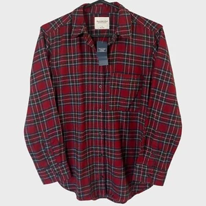Abercrombie & Fitch Soft A&F Flannel Shirt Women's Small Red Plaid Button-Up New - Picture 1 of 14