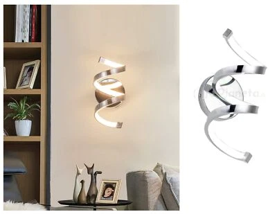 Applique da parete spirale ed 15W design moderno argento lampada muro camera luc - Immagine 1 di 2