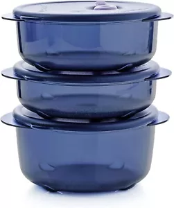 Nuevo juego de contenedores Tupperware Vent 'N Serve - 3 rondas pequeñas aptas para microondas - Imagen 1 de 2