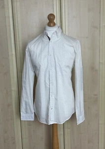 Jack Jones White Smart Casual Geometric Long Sleeve Shirt - Mens Size Large L - Picture 1 of 8