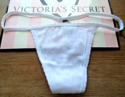 VICTORIA'S SECRET PINK 100% Cotton V-String Thong Panty VS White M L XL NWT - Image 1 of 4