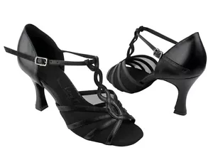 Spiral Strap Latin Salsa Very Fine Dance Shoes Black Leather & Mesh, Open Toe - Picture 1 of 1