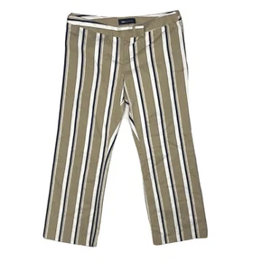 Blue Asphalt Pants Women’s 13 Brown Striped Flat Front Lightweight Straight Leg - Picture 1 of 6