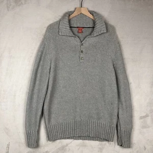 SUNDANCE Baumwoll-Wollmischung 1/4-Knopf Pullover Herren XXL grau Kragen langarm - Bild 1 von 16