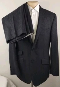 Samuelsohn Garveys Mens Gray 2 Piece Flannel Suit Size 42 Semi Long W35 X 30 - Picture 1 of 21