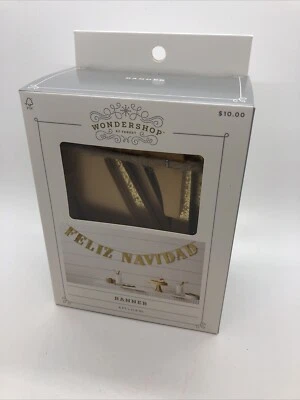 Guirnalda Wondershop Target Feliz Navidad Banner Madera Dorada 6 pies Vacaciones Navidad Foto 1 de 4