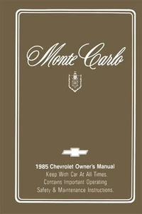 1985 Chevrolet Monte Carlo Owners Manual User Guide Reference Operator Book OEM - Picture 1 of 1