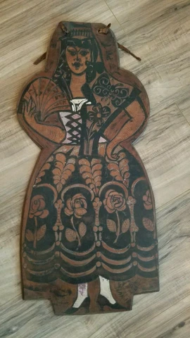Vintage Carved Leather Wall Hanging Dancing Senorita UNIQUE Handmade Cover