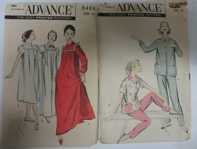 Vintage 50s Lot Advance PAJAMAS NIGHTGOWN Women Sewing Pattern NOT REPRODUCTIONS - Image 1 of 4