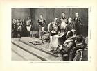 ▬► GRAVURE - Roi Italie Victor-Emmanuel III signant formule serment Rome - 1900