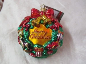2011 Dillard's Glad Tidings Radko Glass Christmas Ornament Wreath NWT #34 - Picture 1 of 5
