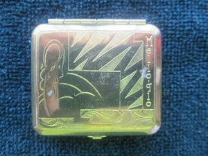 Vintage Mello Glo Small Gold Powder Compact mit Original Puderquaste / ohne Puder - Bild 1 von 6